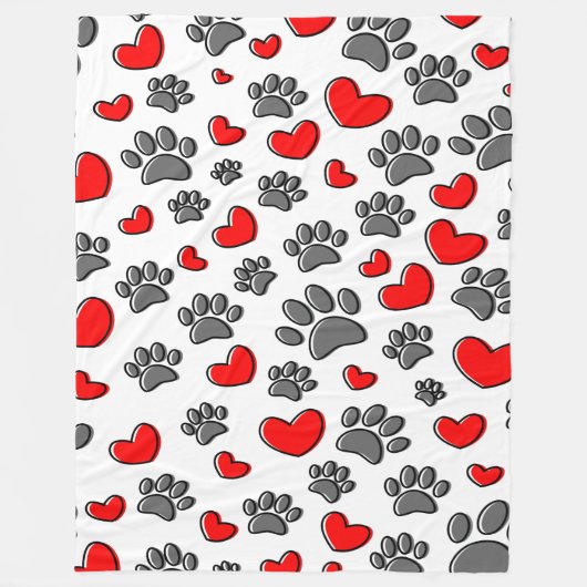 Dog Paws en harttekeningen Fleece Deken (Voorkant)