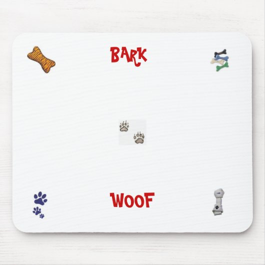 DOG PAWS, hond speelgoed, DOG BONE, hond botten, h Muismat (Voorkant)