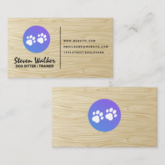 Dog Paws | Houtdruk Visitekaartje (Voorkant / Achterkant)