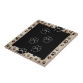 Dog Paws Lijst Zwart Tan | Keramische Tegel Tegeltje (Zijkant)