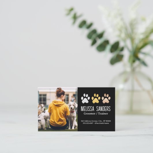 Dog Paws Logo | Vrouwen trainen honden Afsprakenkaartje (Staand voorkant)