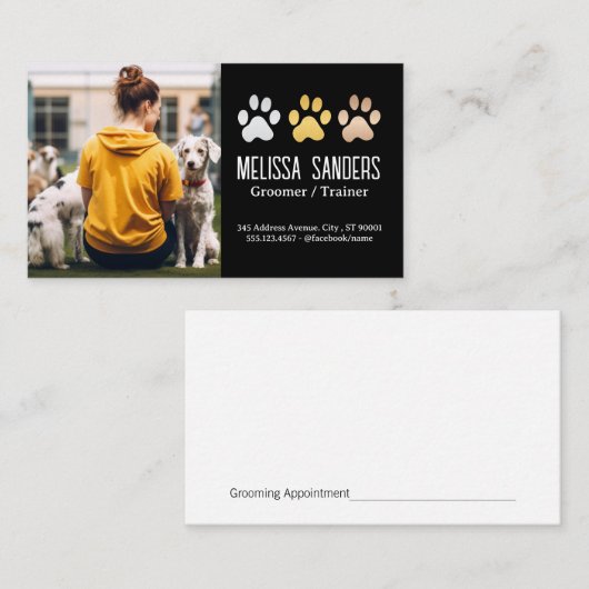 Dog Paws Logo | Vrouwen trainen honden Afsprakenkaartje (Voorkant / Achterkant)