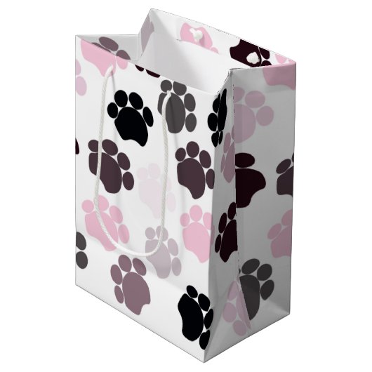 Dog Paws Medium Gift Bag Medium Cadeauzakje (Voorkant Gekanteld)