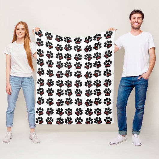 Dog Paws met liefde Fleece Deken (In situ)