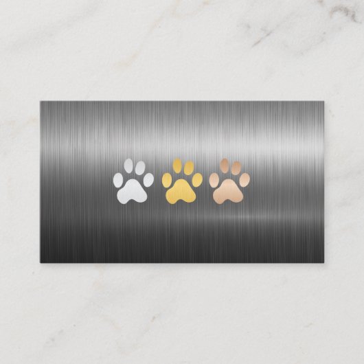 Dog Paws Metaal geborsteld Visitekaartje (Voorkant)