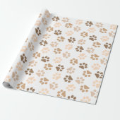 Dog Paws Neutrale kleuren Cadeaupapier (Uitgerold)