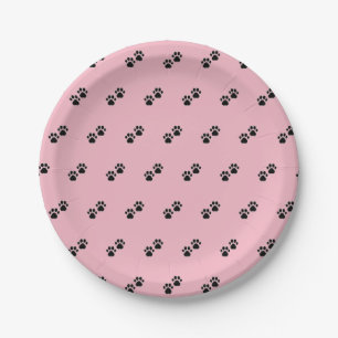Dog Paws op roze Papieren Bordje