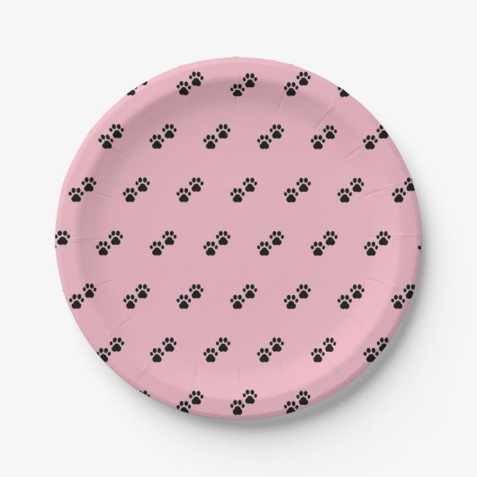 Dog Paws op roze Papieren Bordje (Voorkant)