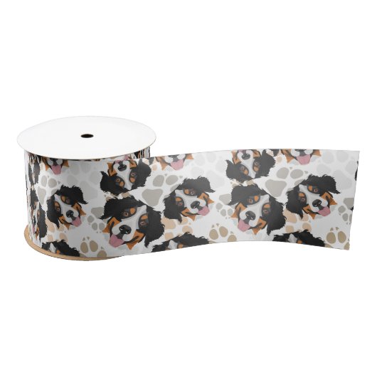 Dog paws patroon Bernese Mountain Dog Satijnen Lint (Spoel)