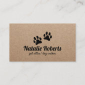 Dog Paws Pet Sitter Dog Walker Rustic Kraft Visitekaartje (Voorkant)