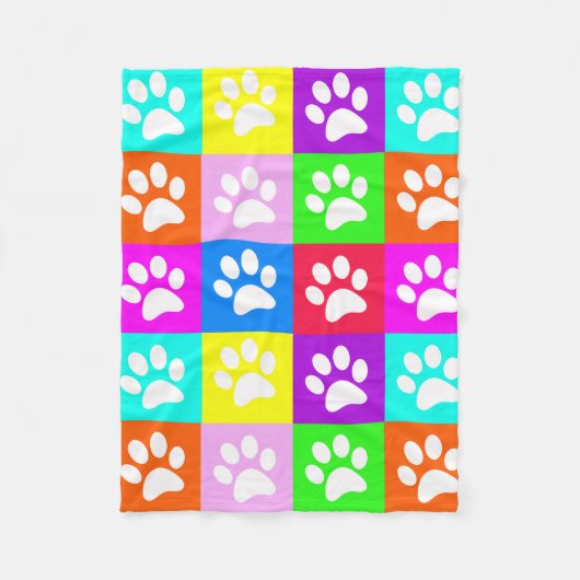 "Dog Paws Pop Art" Vluienbak Fleece Deken (Voorkant)