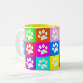 "Dog Paws Pop Art" Vluienbak Tweekleurige Koffiemok (Voorkant links)