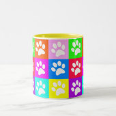 "Dog Paws Pop Art" Vluienbak Tweekleurige Koffiemok (Center)