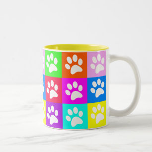 "Dog Paws Pop Art" Vluienbak Tweekleurige Koffiemok