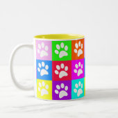 "Dog Paws Pop Art" Vluienbak Tweekleurige Koffiemok (Links)