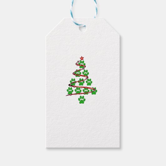 Dog Paws Print Kerstboom voor Hondenliefhebbers Cadeaulabel (Voorkant)