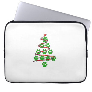 Dog Paws Print Kerstboom voor Hondenliefhebbers Laptop Sleeve