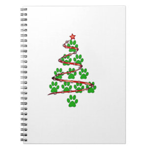 Dog Paws Print Kerstboom voor Hondenliefhebbers Notitieboek