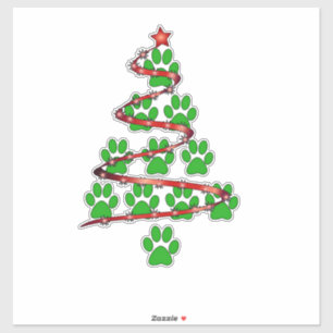 Dog Paws Print Kerstboom voor Hondenliefhebbers Sticker
