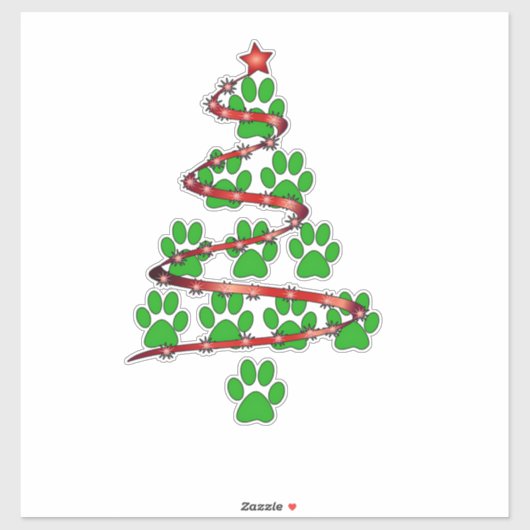 Dog Paws Print Kerstboom voor Hondenliefhebbers Sticker (Vel)