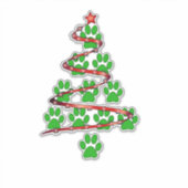 Dog Paws Print Kerstboom voor Hondenliefhebbers Sticker (Voorkant)