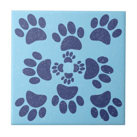 Dog Paws Prints Portuguese Style Vintage  Tegeltje (Voorkant)