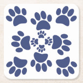 Dog Paws Prints Portuguese Style White and Blue  Kartonnen Onderzetters (Voorkant)