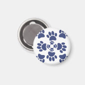 Dog Paws Prints Portuguese Style White and Blue  Magneet (Voorkant / Achterkant)