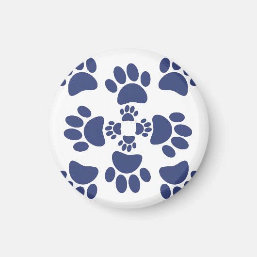 Dog Paws Prints Portuguese Style White and Blue  Magneet (Voorkant)