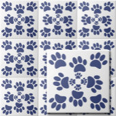 Dog Paws Prints Portuguese Style White and Blue  Tegeltje