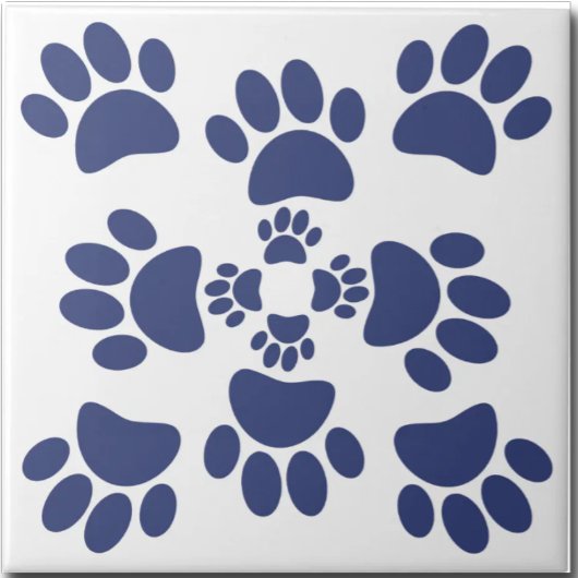 Dog Paws Prints Portuguese Style White and Blue  Tegeltje