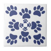 Dog Paws Prints Portuguese Style White and Blue  Tegeltje (Voorkant)