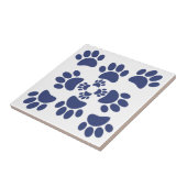 Dog Paws Prints Portuguese Style White and Blue  Tegeltje (Zijkant)