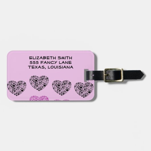 Dog Paws, puppy Paws, Animal Paws, Heart, Pet Bagagelabel (Voorkant horizontaal)