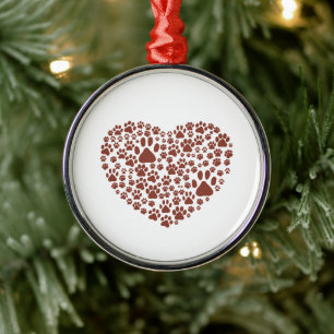 Dog Paws, puppy Paws, Animal Paws, Heart, Pet Metalen Ornament