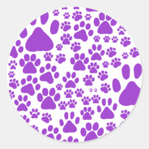 Dog Paws, puppy Paws, Animal Paws, Paarse poten Ronde Sticker
