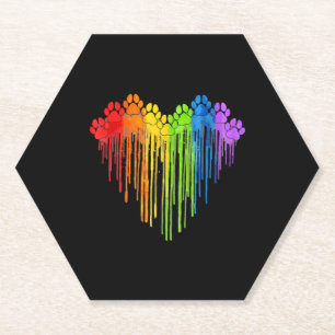 Dog Paws Rainbow Heart Hondenliefhebber Gay Pride Kartonnen Onderzetters