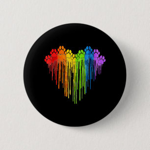 Dog Paws Rainbow Heart Hondenliefhebber Gay Pride  Ronde Button 5,7 Cm