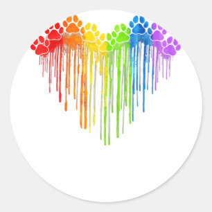 Dog Paws Rainbow Heart Hondenliefhebber Gay Pride Ronde Sticker