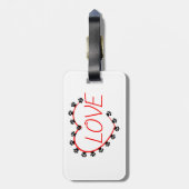 Dog Paws Red Heart Love Bagagelabel (Achterkant verticaal)
