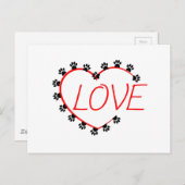 Dog Paws Red Heart Love Briefkaart (Voorkant / Achterkant)