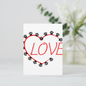 Dog Paws Red Heart Love Briefkaart (Staand voorkant)