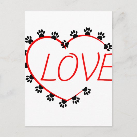 Dog Paws Red Heart Love Briefkaart (Voorkant)