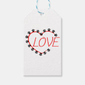 Dog Paws Red Heart Love Cadeaulabel (Voorkant)