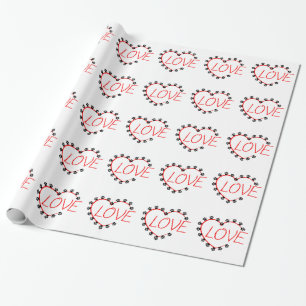 Dog Paws Red Heart Love Cadeaupapier