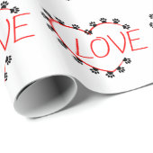 Dog Paws Red Heart Love Cadeaupapier (Rol Hoek)