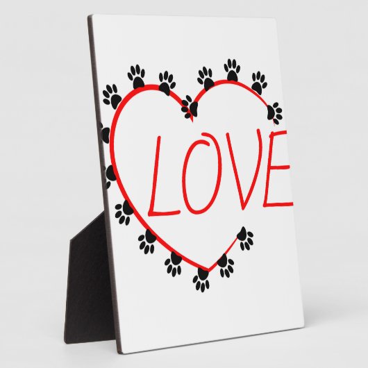 Dog Paws Red Heart Love Fotoplaat (Zijkant)