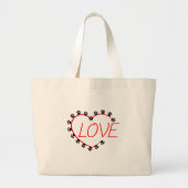Dog Paws Red Heart Love Grote Tote Bag (Voorkant)