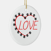 Dog Paws Red Heart Love Keramisch Ornament (Rechts)