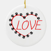 Dog Paws Red Heart Love Keramisch Ornament (Achterkant)
